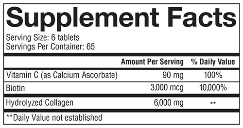 Youtheory Collagen Plus Biotin Supplement Facts