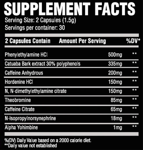 Chemix Energy Supplement Facts