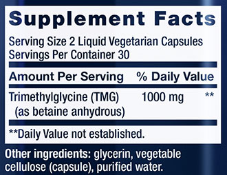Life Extension TMG Supplement Facts