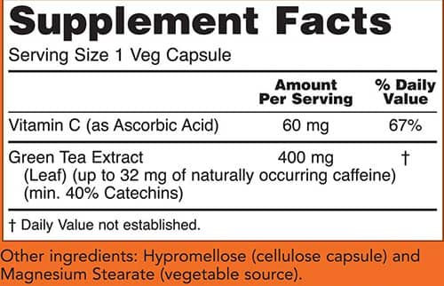 NOW GREEN TEA EXTRACT SUPPLEMENT FACTS