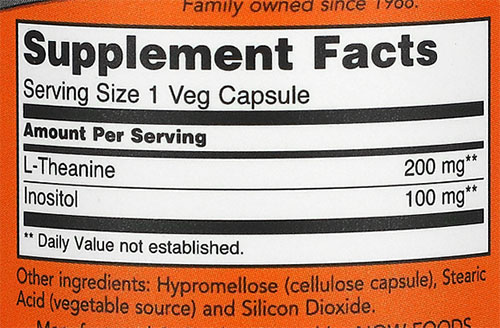 NOW L-Theanine Supplement Facts