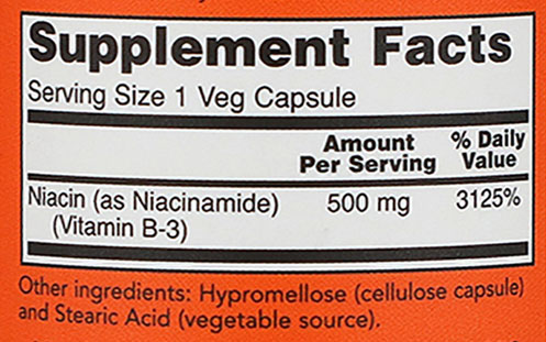 NOW Niacinamide Supplement Facts