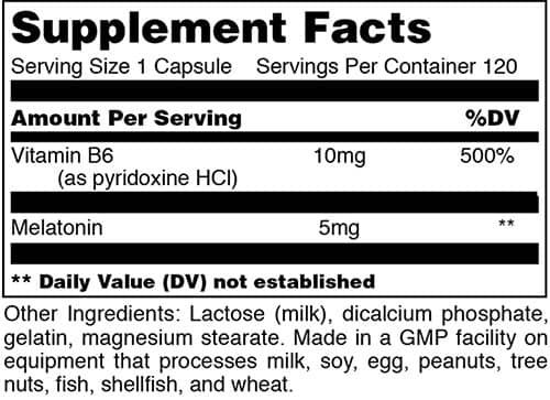 Universal Nutrition Melatonin Supplement Facts