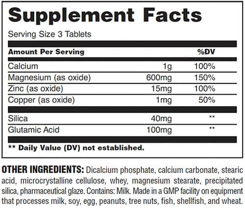 UNIVERSAL CAL MAG ZINC SUPPLEMENT FACTS