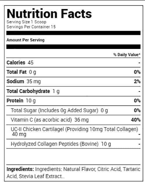 Isopure Collagen Supplement Facts Image
