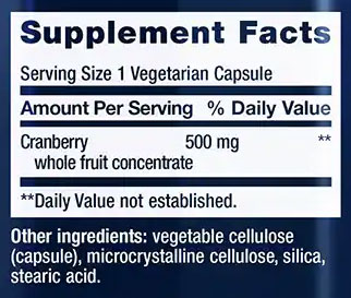 Life Extension Cran-Max Supplement Facts Image