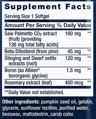 Life Extension Palmettoguard Supplement Facts