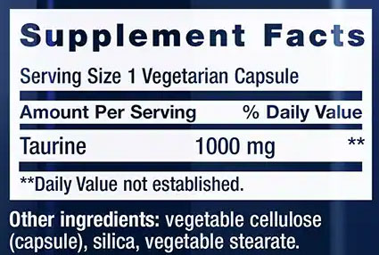 Life Extension Taurine Supplement Facts