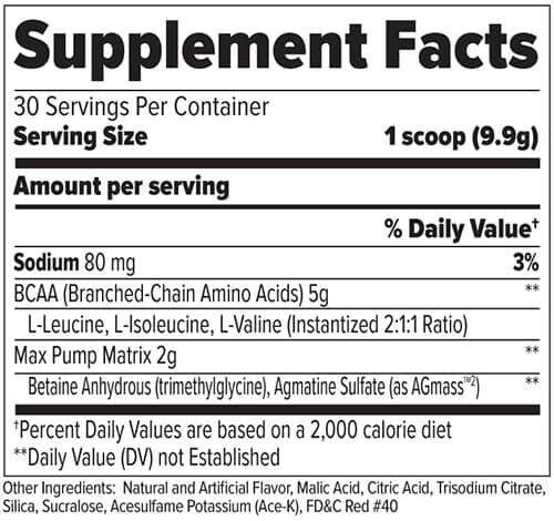 Finaflex BCAA Max Pump Supplement Facts