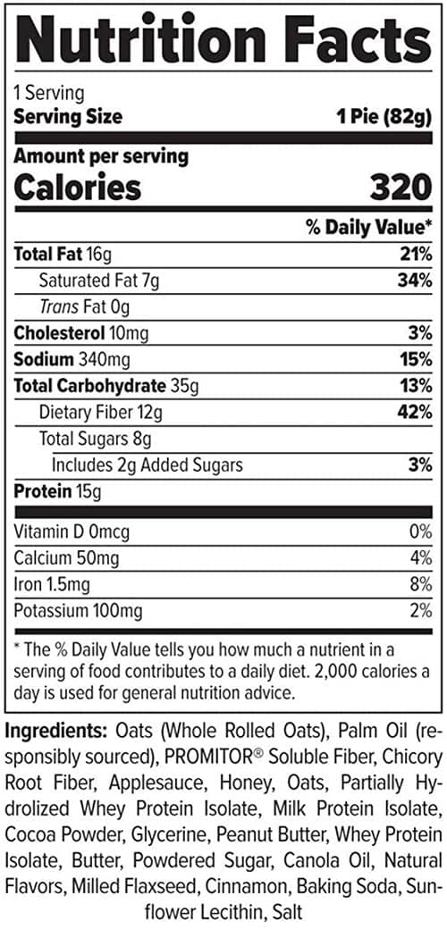 Oatmeal Protein Pie Supplement Facts
