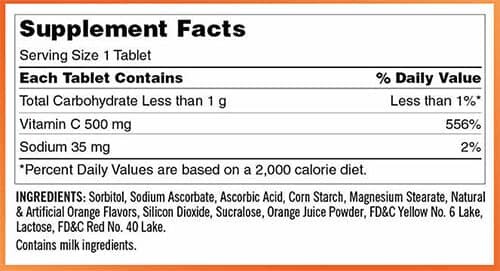 Kirkland Chewable Vitamin C Supplement Facts