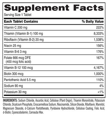 Kirkland Super B Complex Supplement Facts