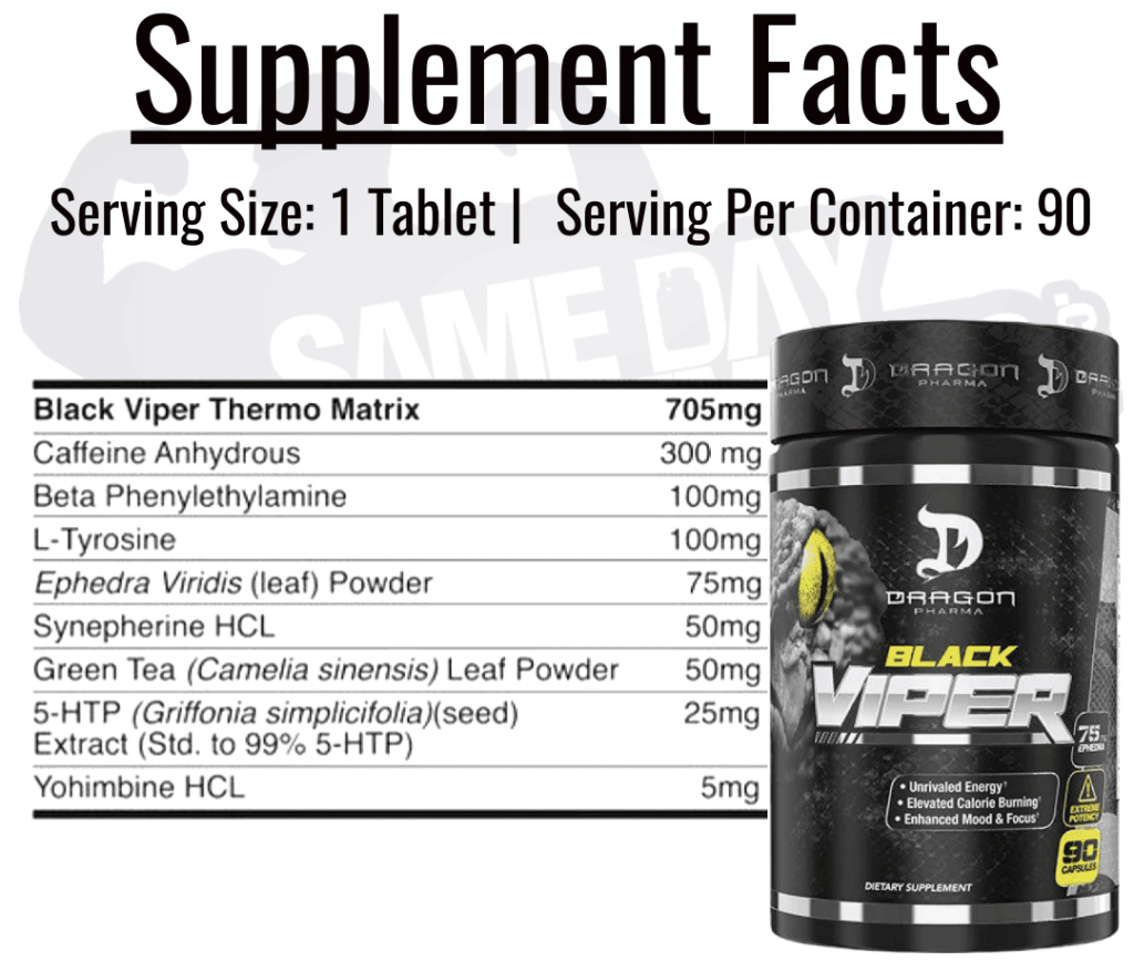 Black Viper Supplement Facts