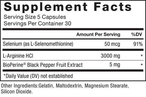 Force Factor L-Arginine Supplement Facts