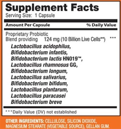 Members Mark 10 Strain Probiotic Supplement Facts