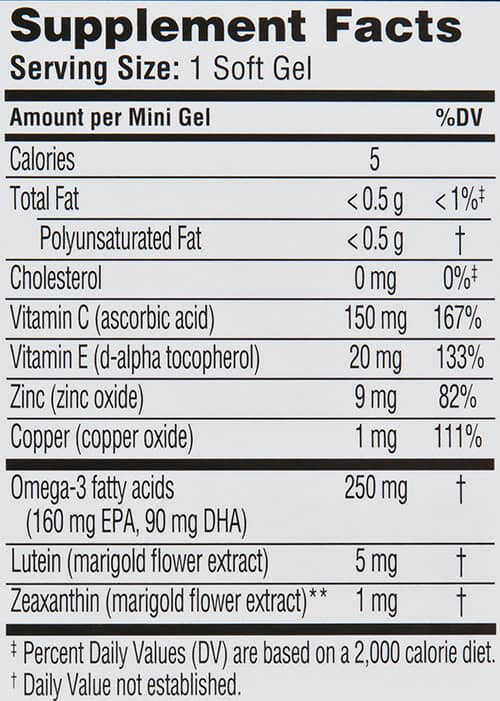 Ocuvite Adult 50+ by Bausch + Lomb Supplement Facts