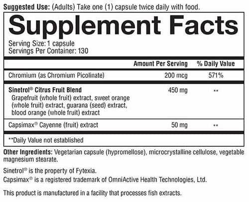 Youtheory Daily Fat Burner Supplement Facts Image