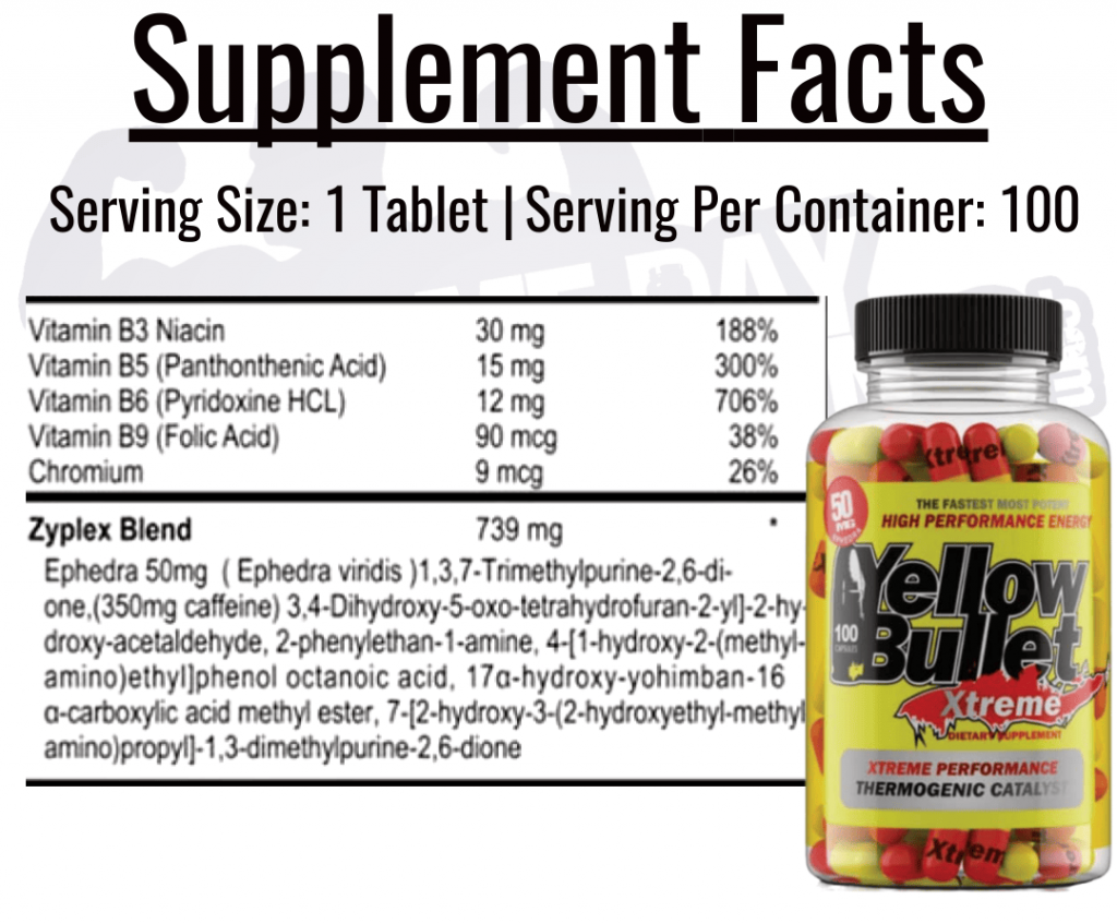 Yellow Bullet Xtreme Supplement Facts 