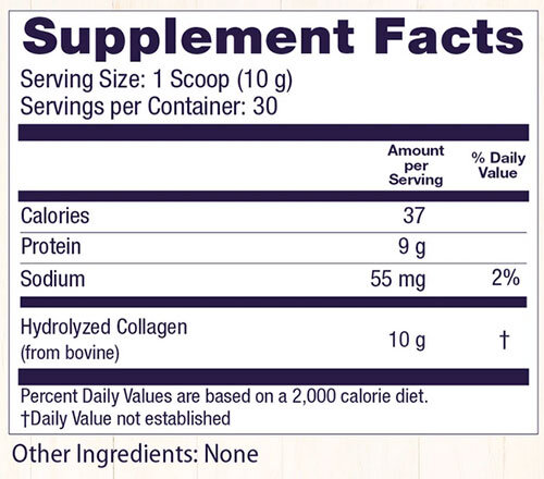 Healthy Origins Collagen Peptides Supplement Facts