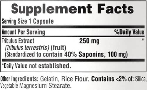 Puritan Pride Tribulus Terrestris Supplement Facts