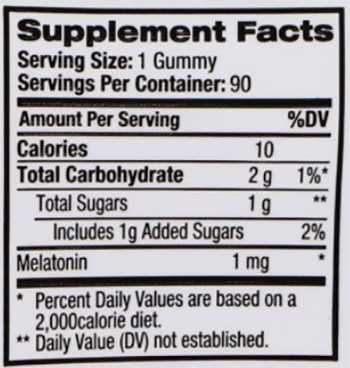 Natrol Kids Melatonin Gummies Supplement Facts