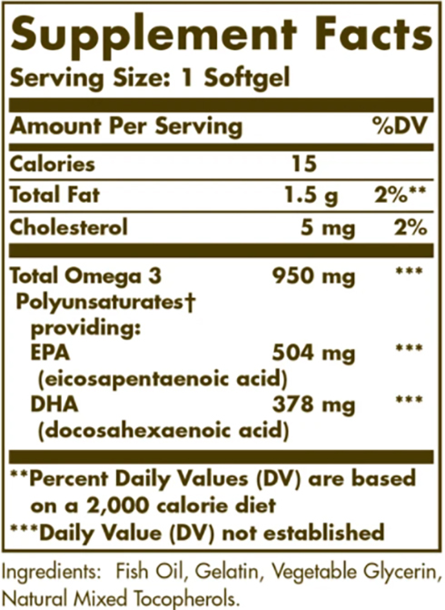 Solar Triple Strength Omega 3 Supplement Facts