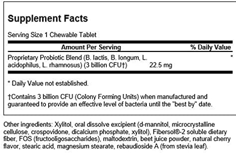 Swanson Chewable Probiotic For Kids Supplement Facts