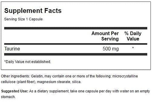 Swanson Taurine Supplement Facts