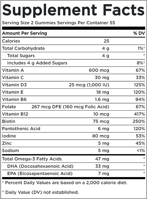 Centrum Multi+ Omega MultiGummies Supplement Facts Image
