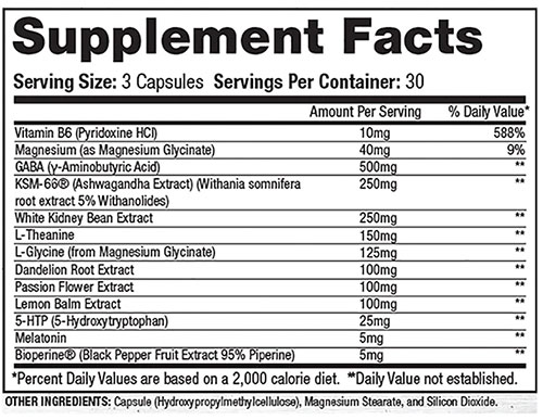 Cytolean PM Supplement Facts Image