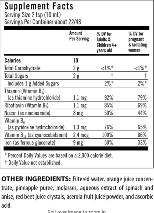 Flora Iron + Herb Supplement Facts Image