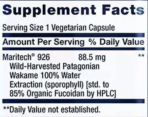 LE Optimized Fucoidan Supplement Facts Image