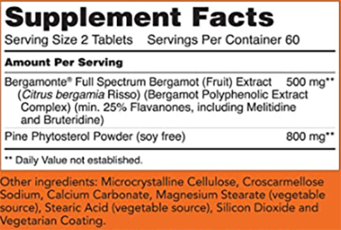 NOW Cholesterol Pro Supplement Facts Image