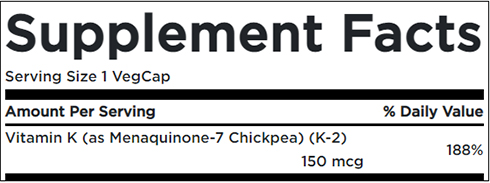 Solaray Triple Strength Vitamin K2 MK-7 Supplement Facts Image