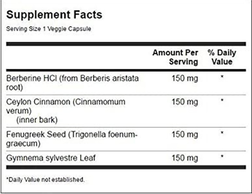 Swanson Berberine Complex Supplement Facts Image