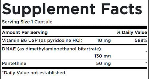 Swanson DMAE Complex Supplement Facts Image