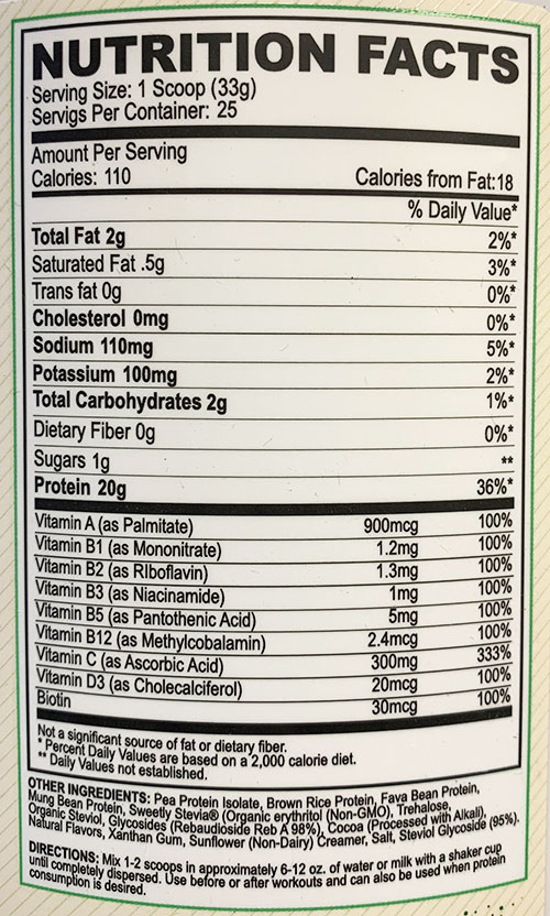 Black Magic Plant Protein Supplement Facts Image
