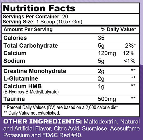 EAS Betagen Supplement Facts Image