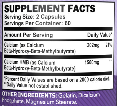 EAS HMB 1500 Supplement Facts Image