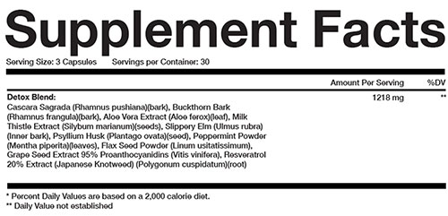 Obvi Detox Supplement Facts Image