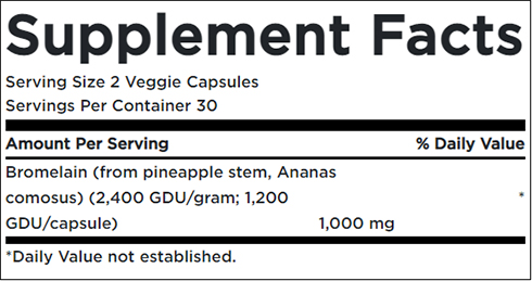 Swanson Bromelain Supplement Facts Image