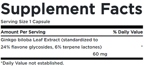 Swanson Ginkgo Extract Supplement Facts Image