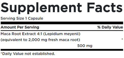 Swanson Maca Supplement Facts Image