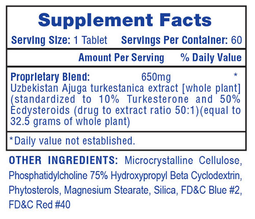 Turkesterone 650 Supplement Facts Image