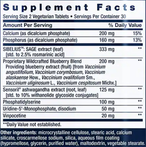 Life Extension Cognitex Elite Supplement Facts Image