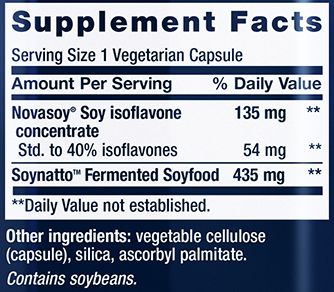 Life Extension Super Absorbable Soy Isoflavones Supplement Facts Image