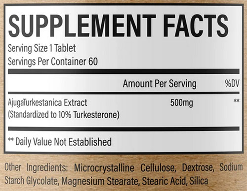 RAW Turkesterone Supplement Facts Image