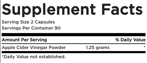 Swanson Apple Cider Vinegar Supplement Facts Image