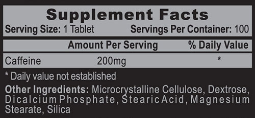 Caffeine Power Supplement Facts Image