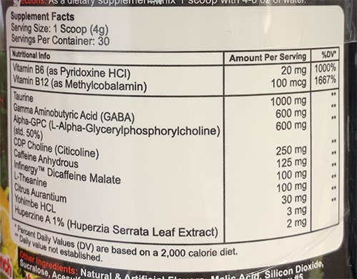 Imaginea Infinite Brain Supplement Facts V3